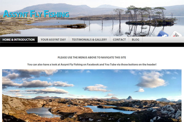Screenshot of the Assynt Fly Fishing website