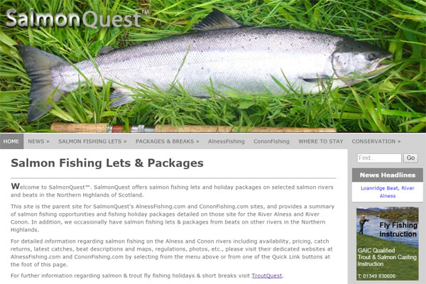 Screenshot of the Salmon Quest website