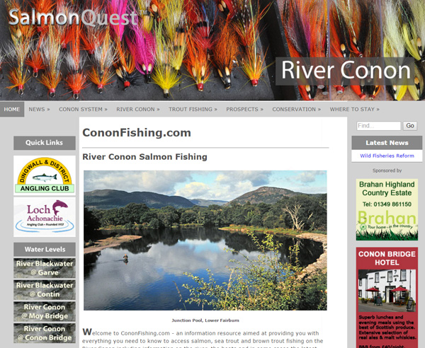 Screenshot of the River Conon website