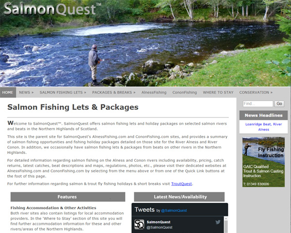 Screenshot of the Salmon Quest website